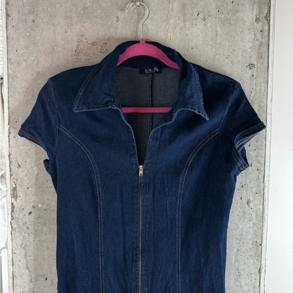 Women's Dark Blue Denim Jean Jumpsuit